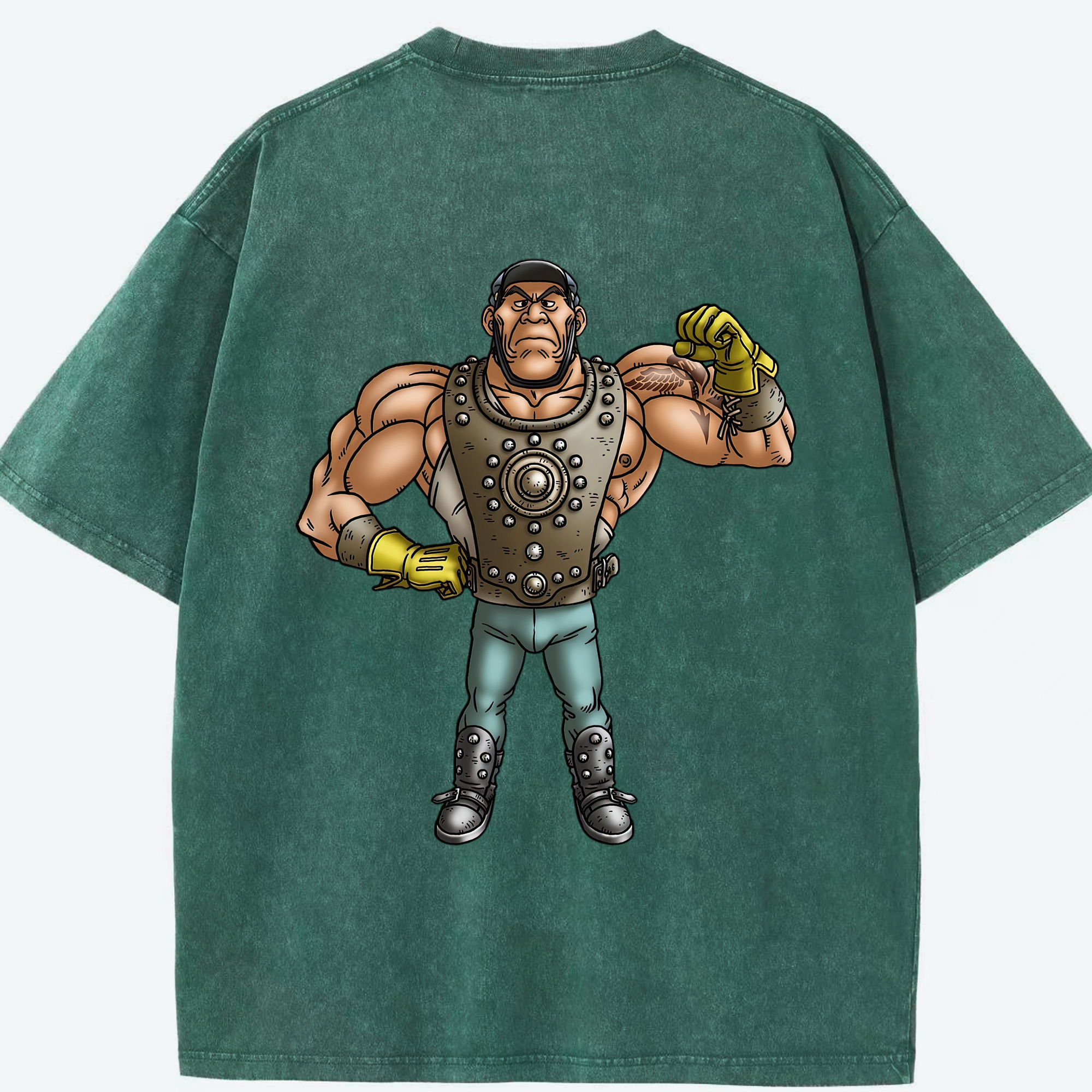 （画像用） ドラゴンクエスト Doragon Kuesuto Dragon Quest 綿100% ヴィンテージ風 半袖Tシャツ（背面プリント）